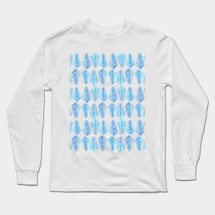 Watercolor pine trees pattern  - blue Long Sleeve T-Shirt